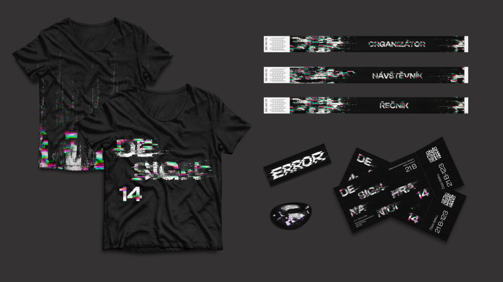 Design on the edge - Merchandise as a T-shirt, wrist bands, tickets and stickers.